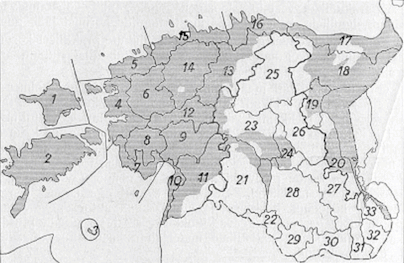 Landscape regions in Estonia by J.G.Gran.